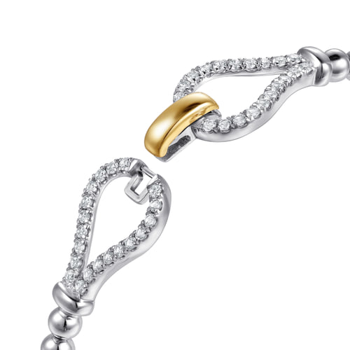 Bujukan Beaded White Sapphire Stirrup Closed Bangle Bracelet