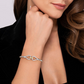 Bujukan Beaded White Sapphire Stirrup Closed Bangle Bracelet