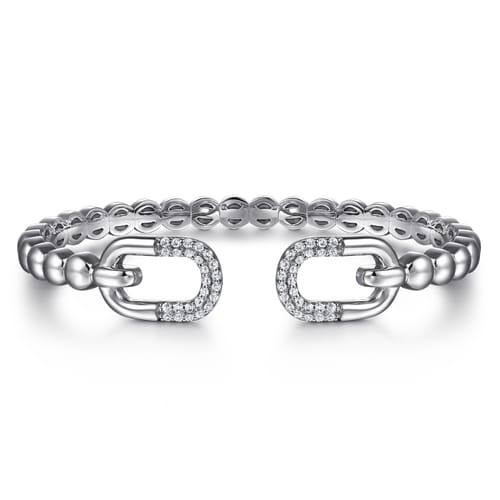 Bujukan and White Sapphire Open Bangle Bracelet