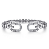 Bujukan and White Sapphire Open Bangle Bracelet