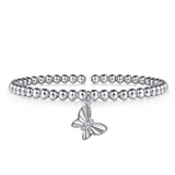 Bujukan Beaded White Sapphire Butterfly Charm Bangle Bracelet