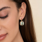Diamond and Green Amethyst Cushion Cut Earrings with Flower Pattern J-Back