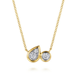 Gold Diamond Pear and Round Pendant Necklace