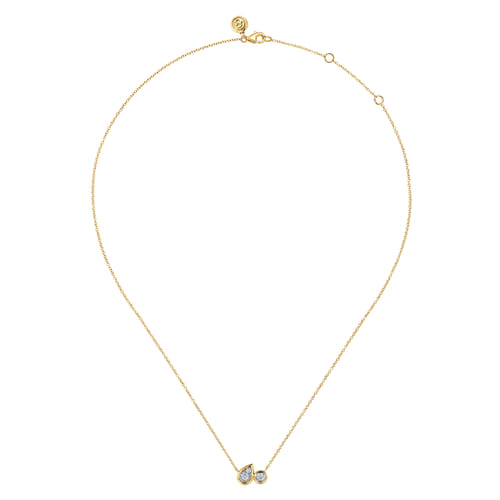 Gold Diamond Pear and Round Pendant Necklace