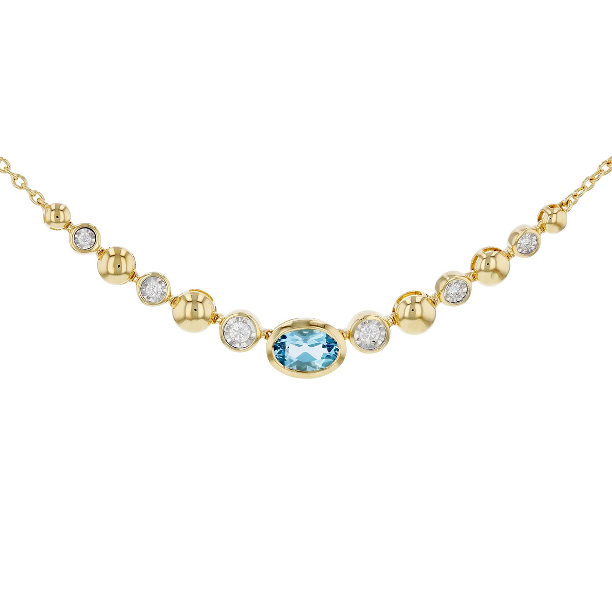 14k Blue Topaz & Diamond Necklace