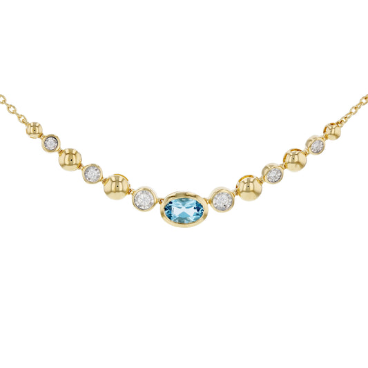 14k Blue Topaz & Diamond Necklace