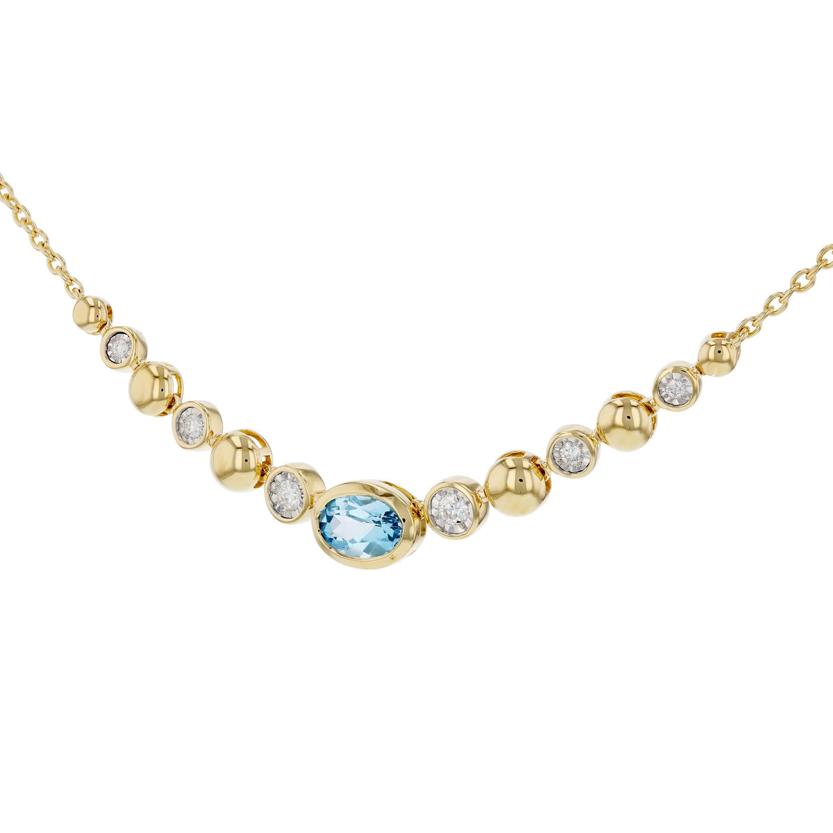 14k Blue Topaz & Diamond Necklace