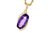 14k Amethyst & Diamond Pendant Necklace