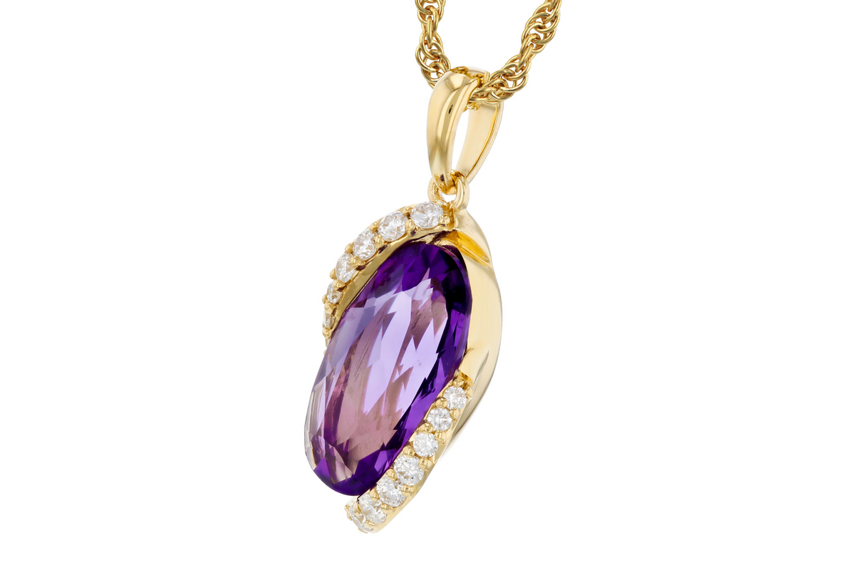 14k Amethyst & Diamond Pendant Necklace