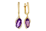 14k Amethyst & Diamond Drop Earrings