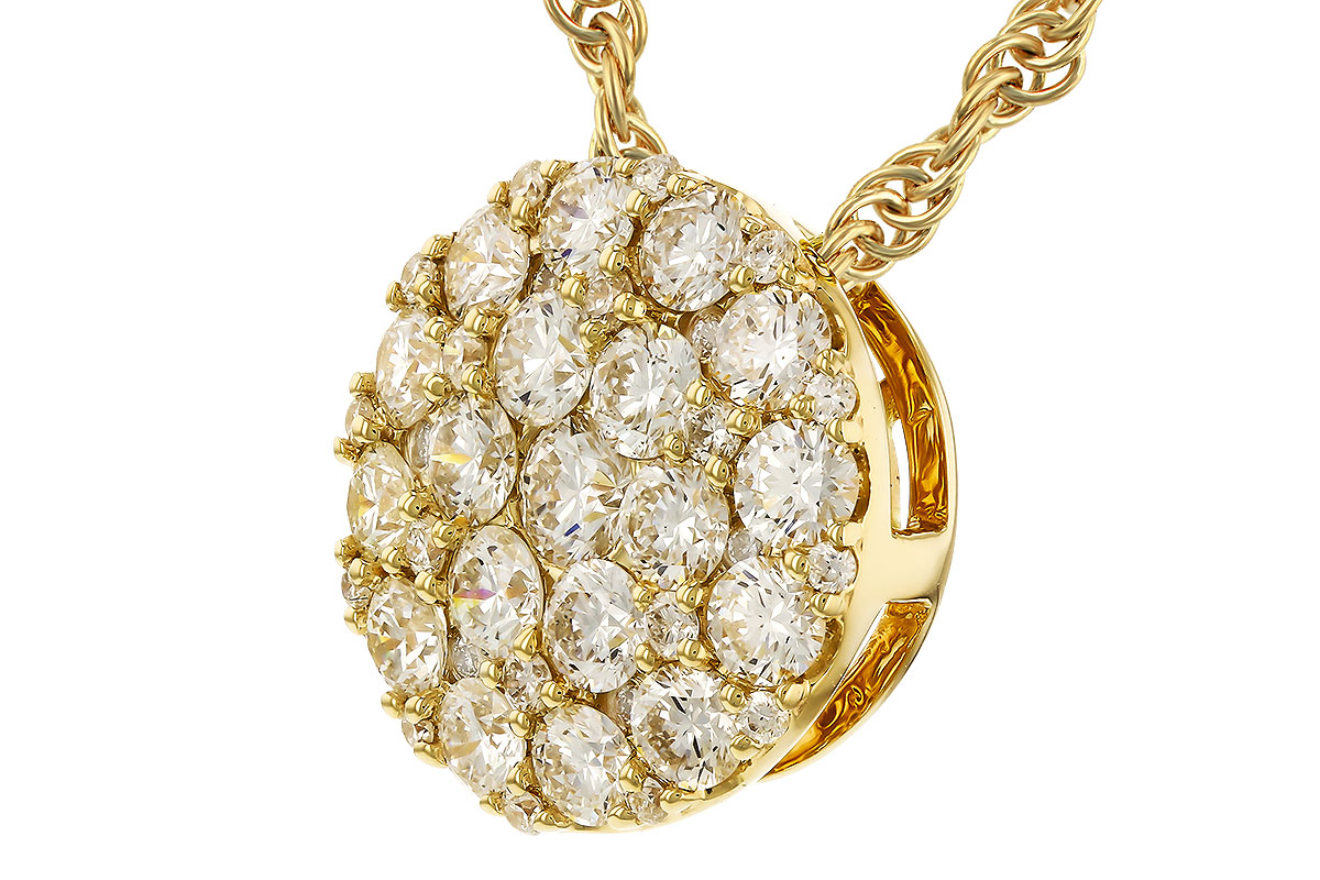 14k Round Diamond Cluster Pendant Necklace