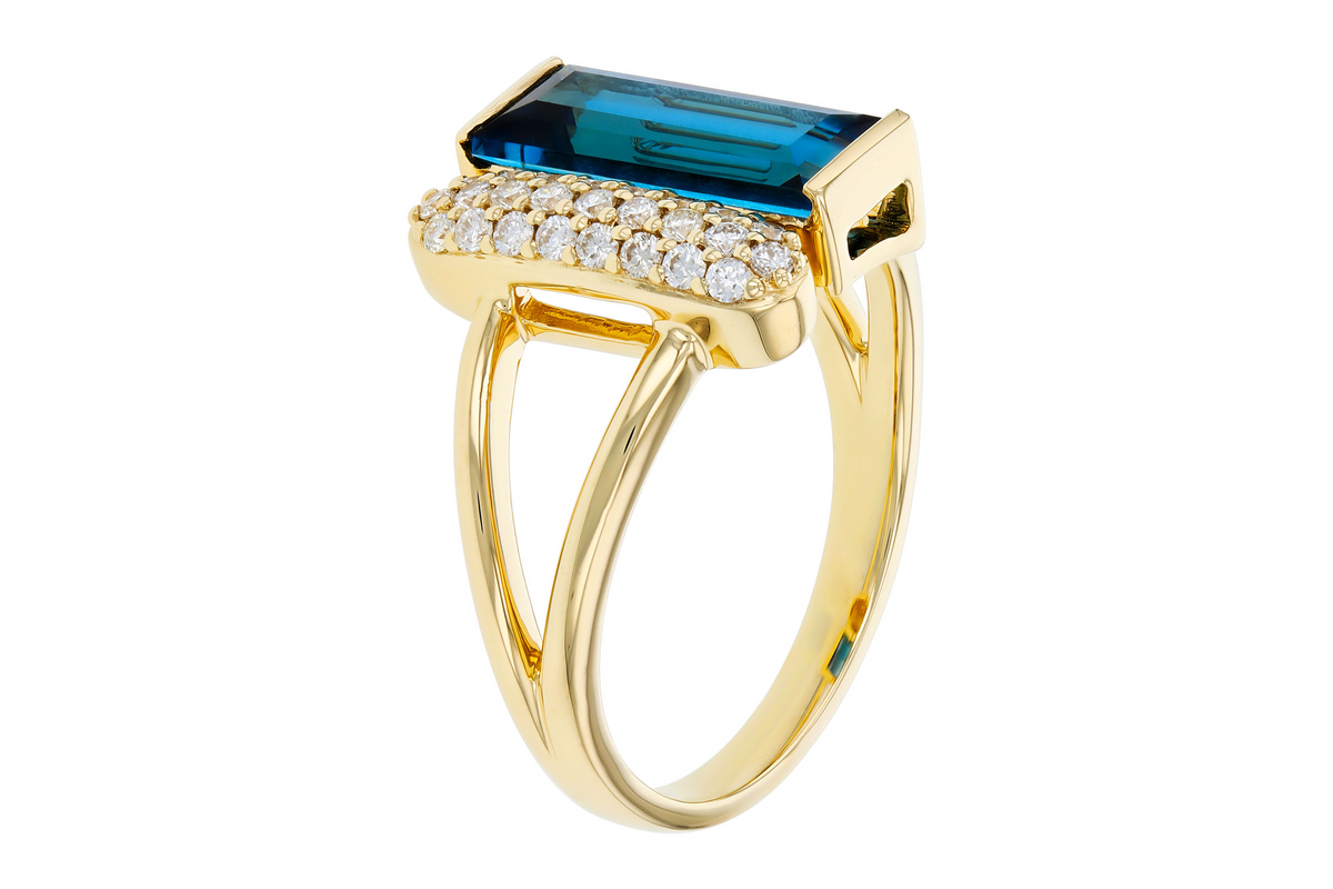 14k London Blue Topaz & Diamond Band