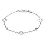 14KW Clover & Diamond Station Bracelet