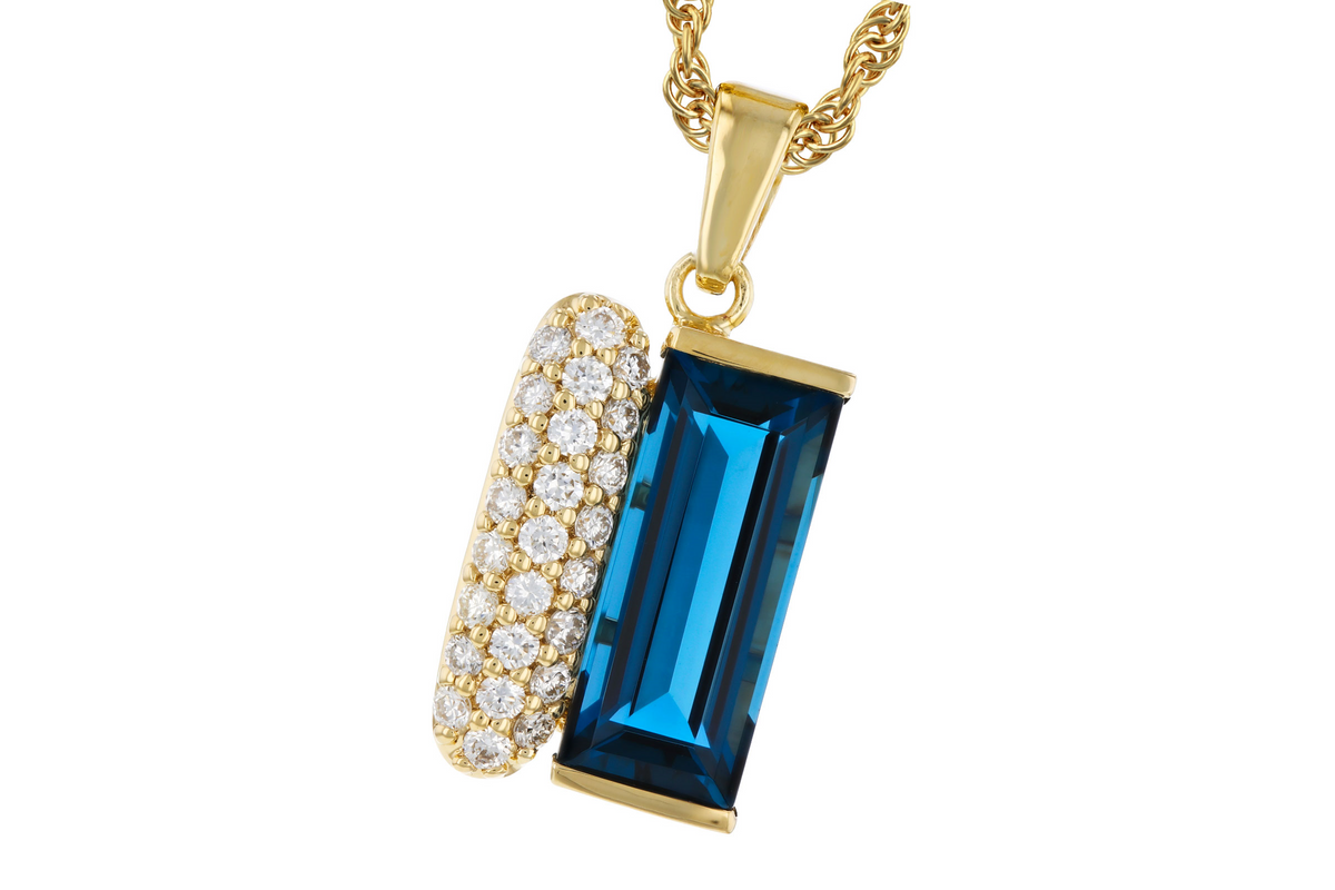 14k London Blue Topaz & Diamond Pendant Necklace