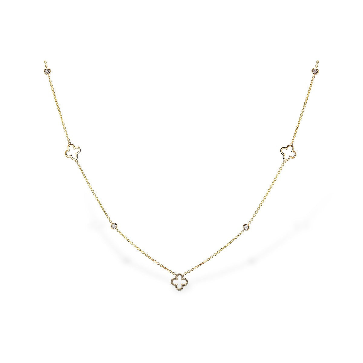 14K Clover Pendant & Diamond Necklace