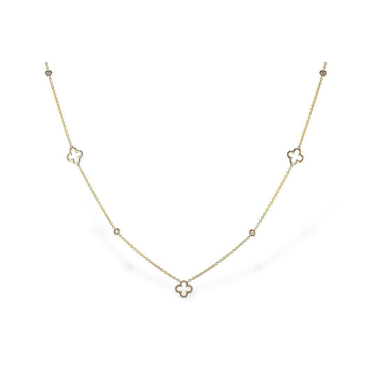 14K Clover Pendant & Diamond Necklace