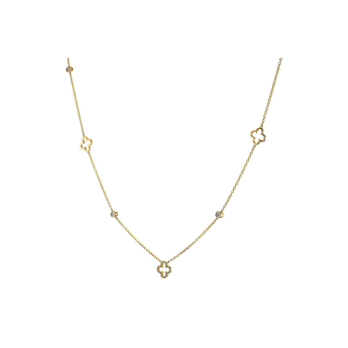 14K Clover Pendant & Diamond Necklace