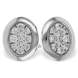 14KW Oval Diamond Cluster Earrings