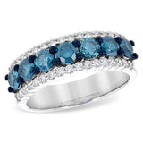 14KW White & Blue Diamond Ring