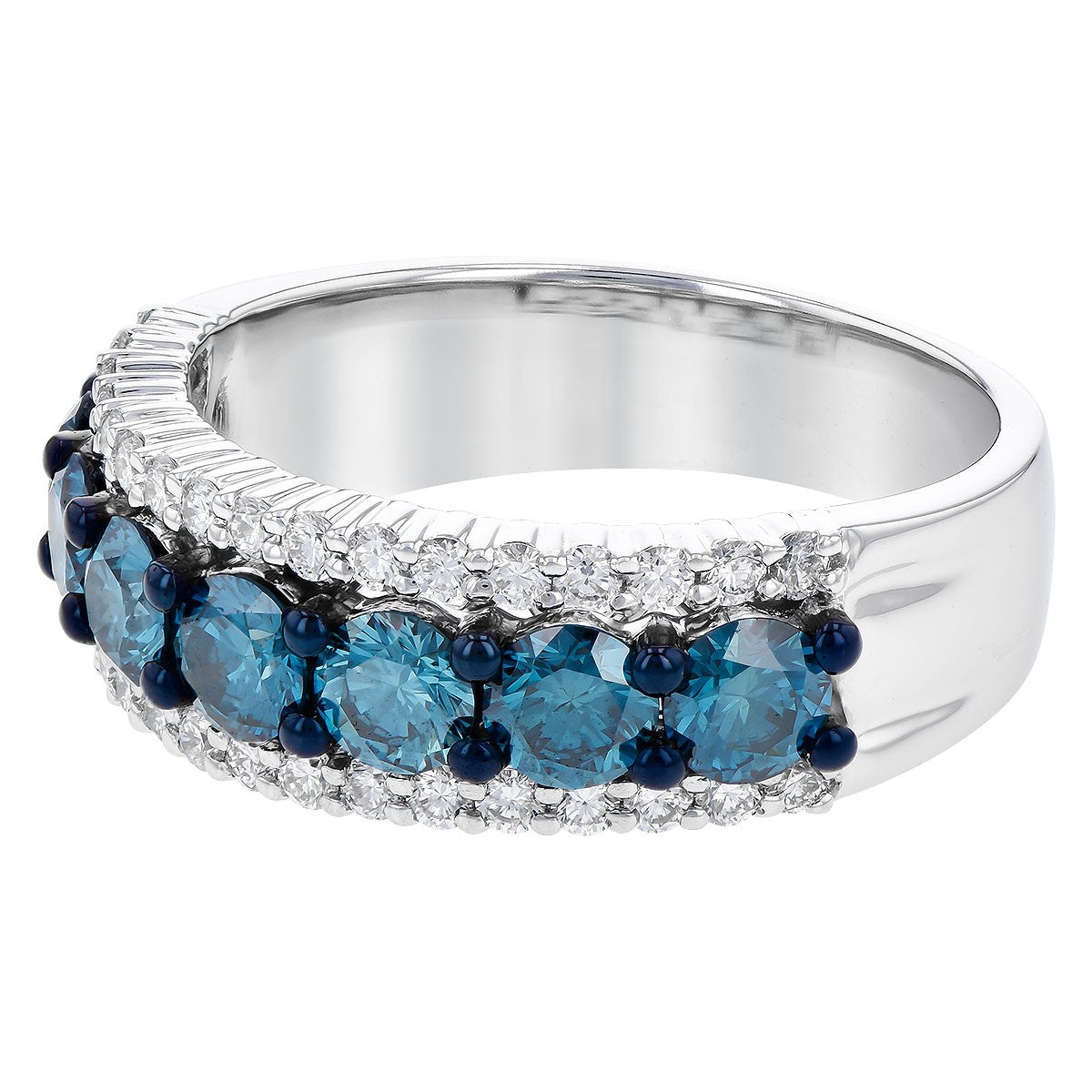 14KW White & Blue Diamond Ring