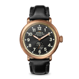 Runwell 43mm Bronze Black Leather Strap