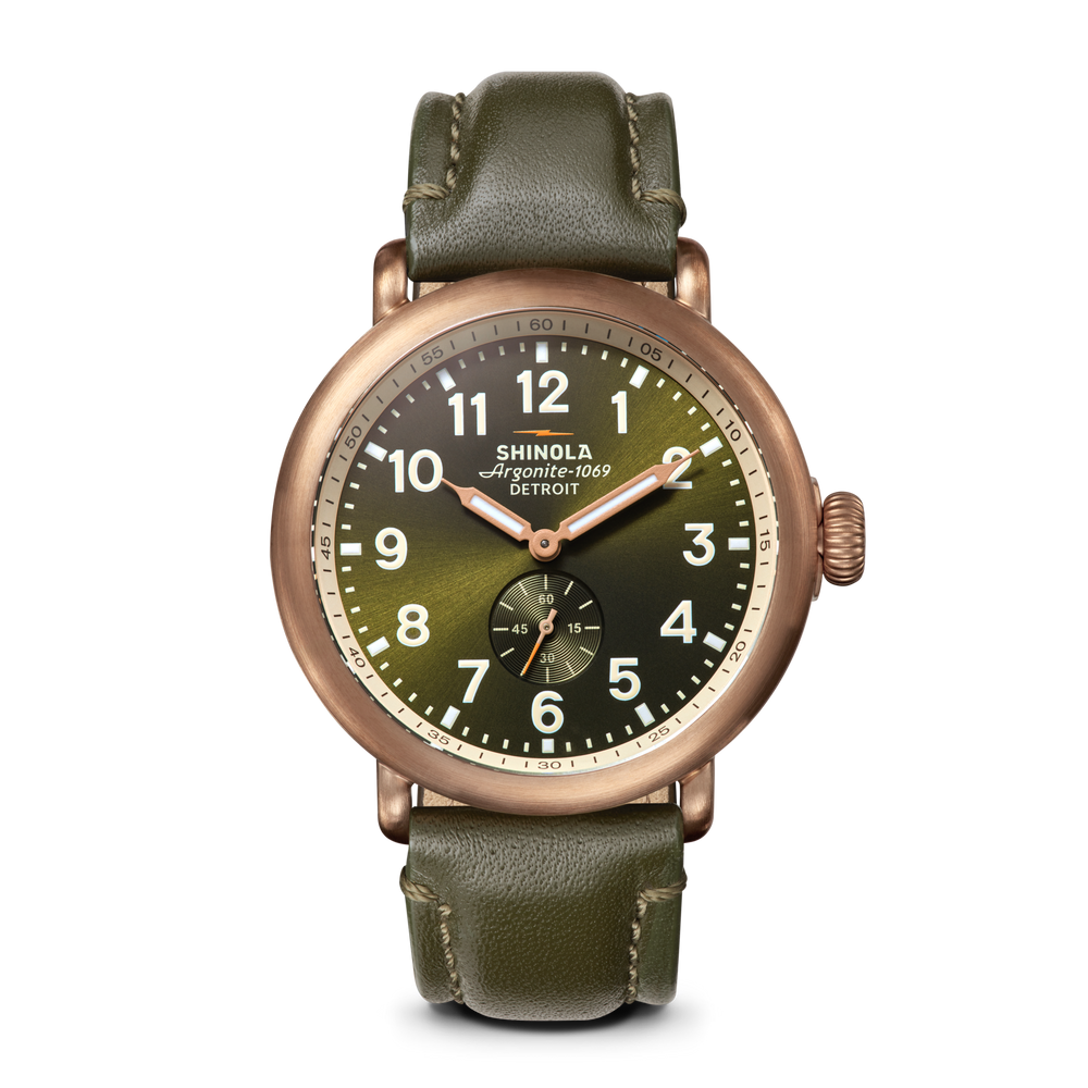 Runwell 43mm Bronze Dark Olive Strap
