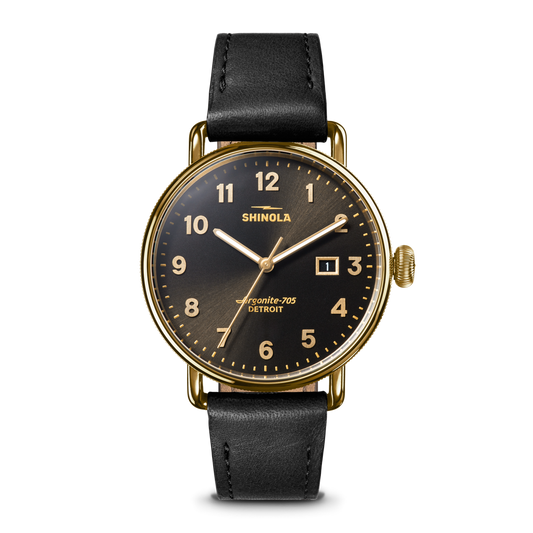 38mm Canfield Watch Black Leather Strap