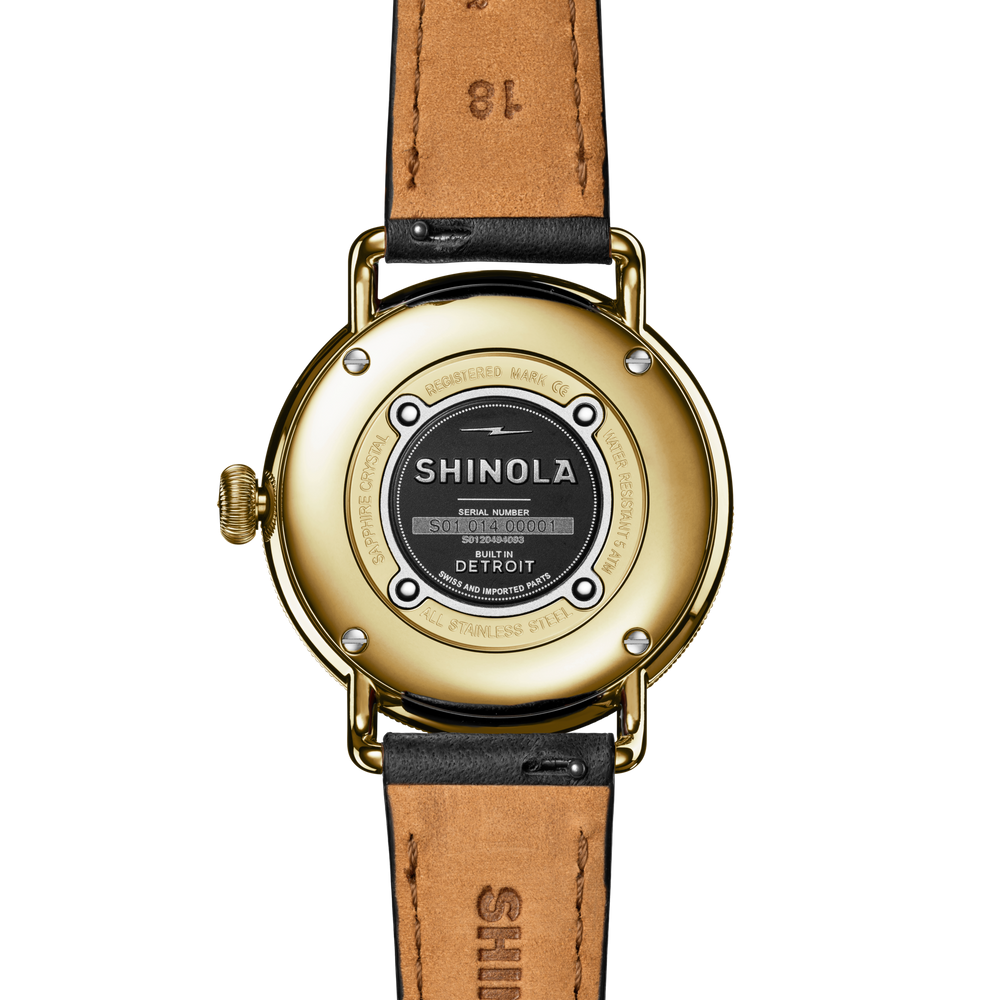 38mm Canfield Watch Black Leather Strap