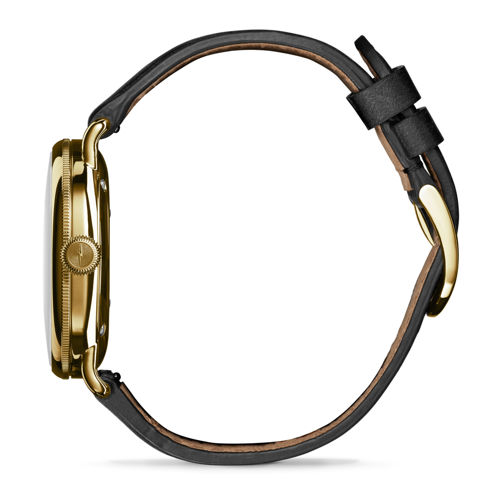38mm Canfield Watch Black Leather Strap