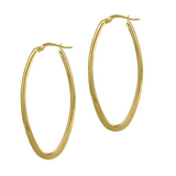 Gold Flat Oval Hoop Earrings