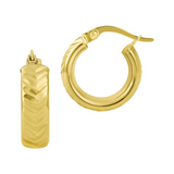 Gold Chevron Pattern Hoop Earrings