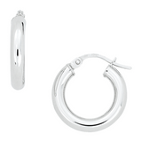 White Gold Round Hoop Earrings