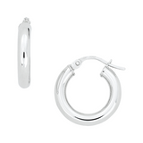 White Gold Round Hoop Earrings