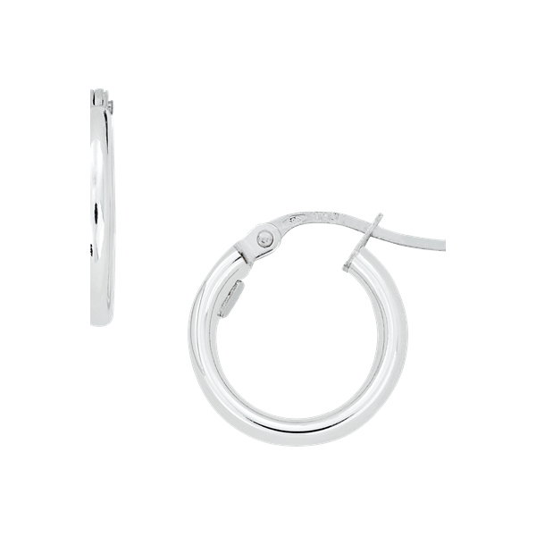 White Gold Round Hoop Earrings