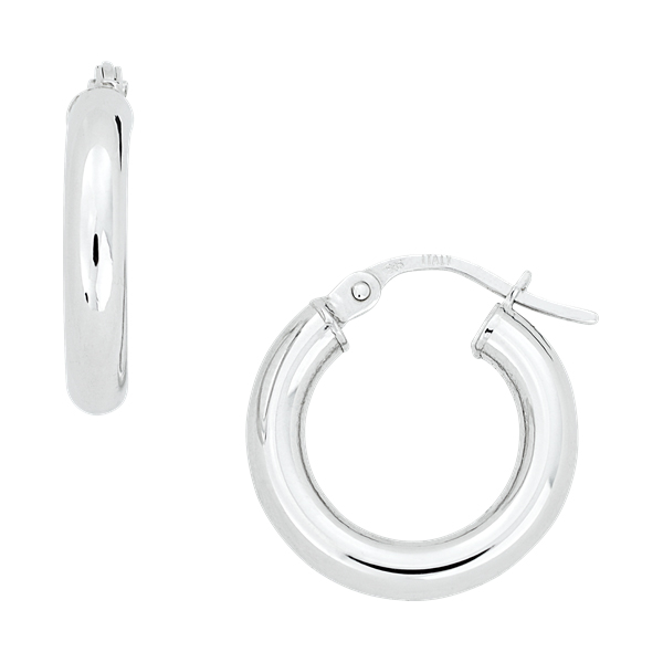 White Gold Round Hoop Earrings