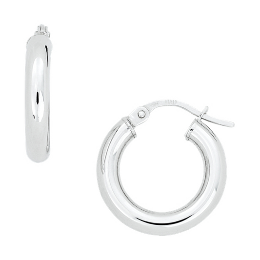 White Gold Round Hoop Earrings