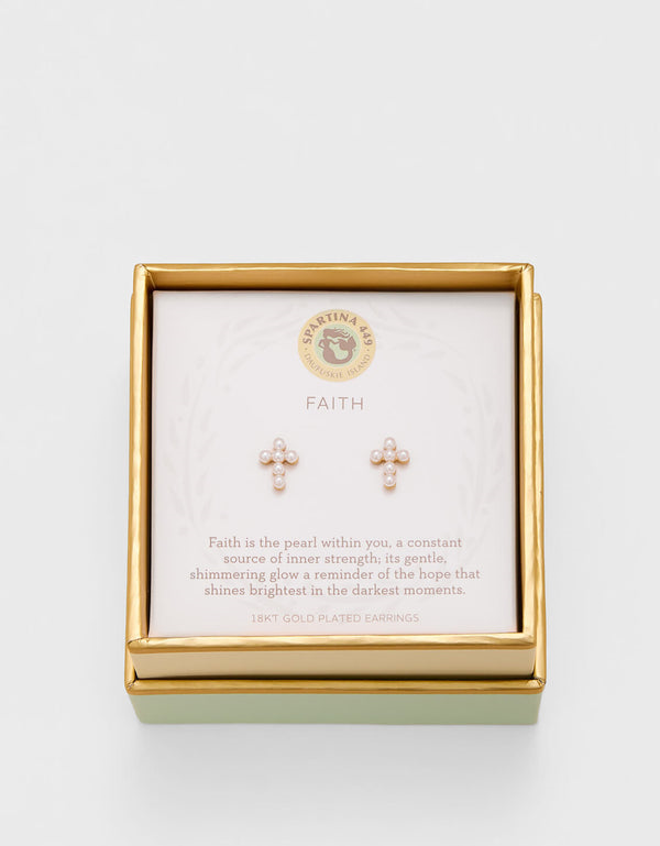 Sea La Vie Pearl Cross Earrings