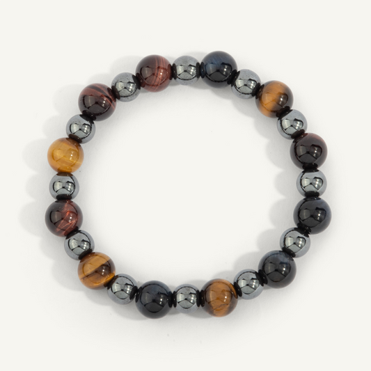 Tiger Eye & Hematite Beaded Bracelet