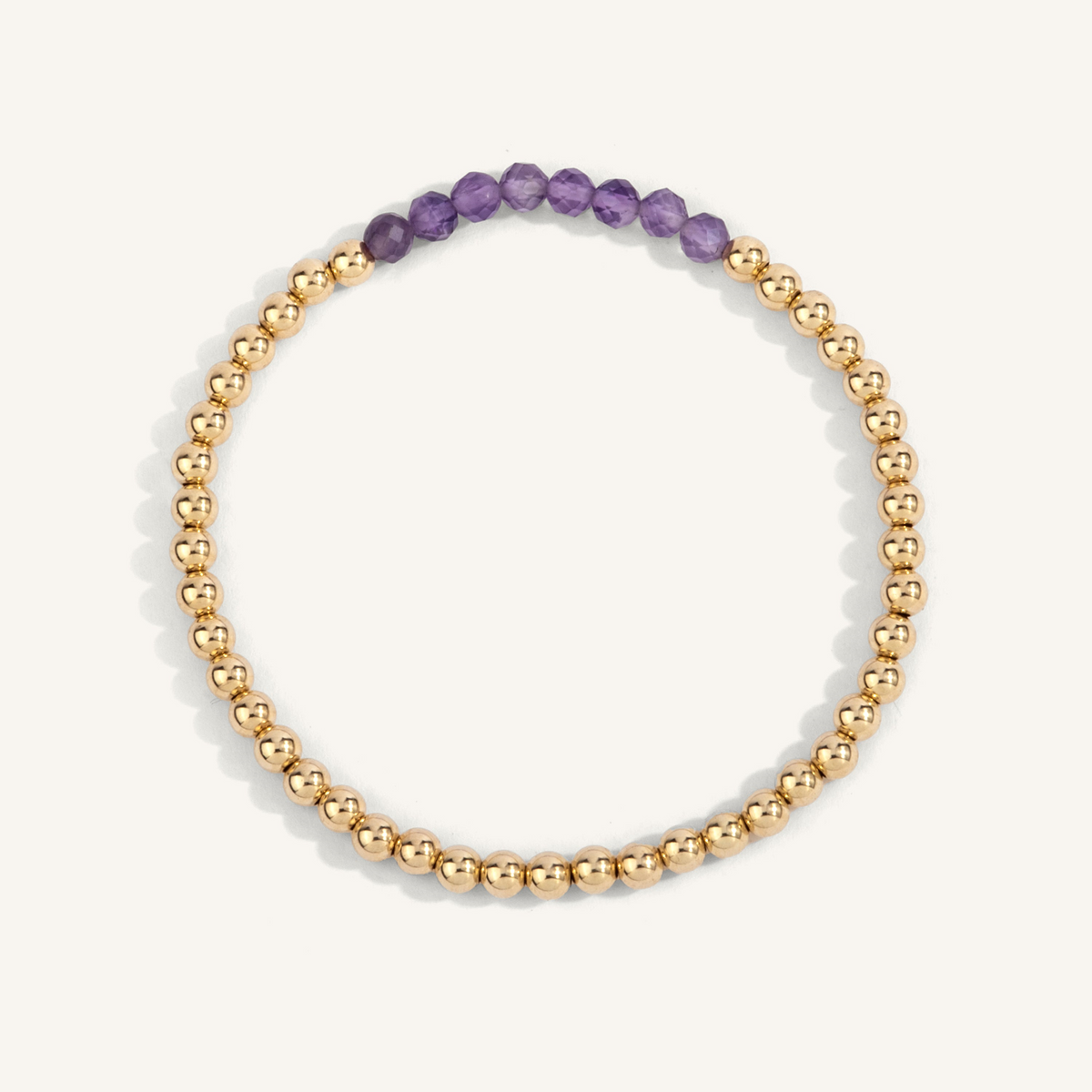 Amethyst & Gold Beaded Bracelet - Feburary Birthstone