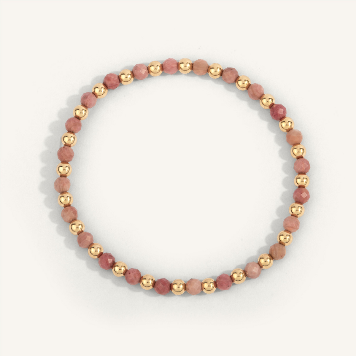Rhodonite & Gold Beaded Bracelet