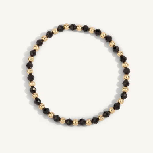 Black Spinel & Gold Bead Bracelet