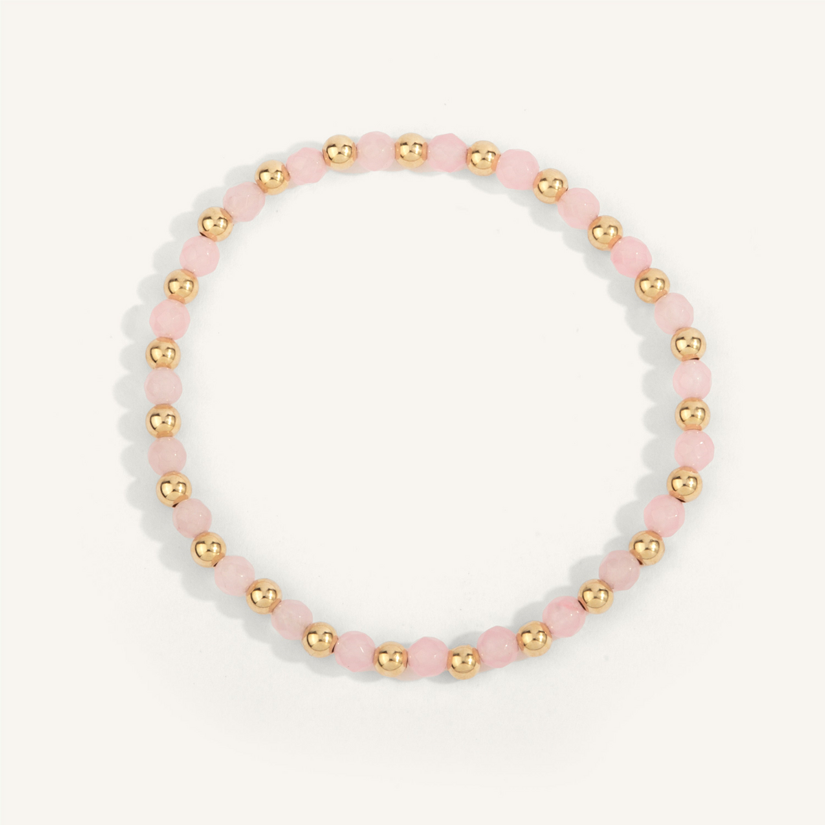 Rose Quartz & Gold Bead Bracelet