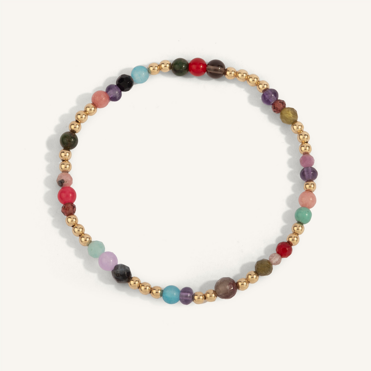 Mixed Gemstone & Gold Bead Bracelet