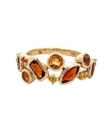 14k Citrine & Sapphire Cluster Ring