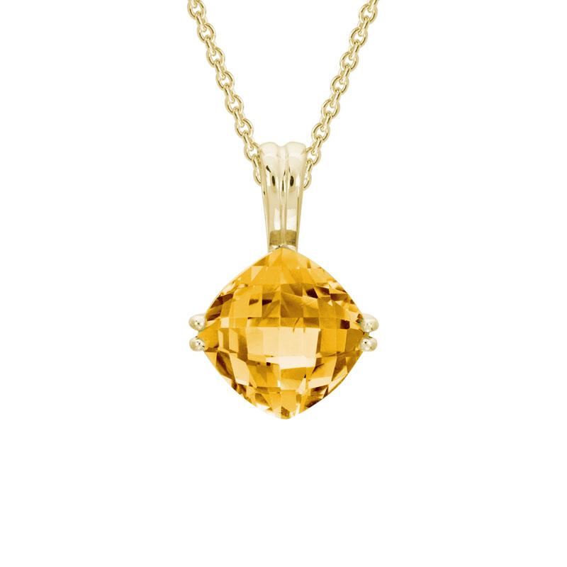 14k Citrine Solitaire Pendant Necklace