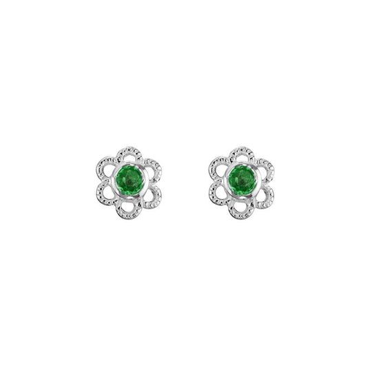 Created Emerald Flower Earrings