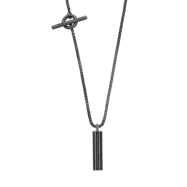 Black Enamel Bar Pendant Necklace