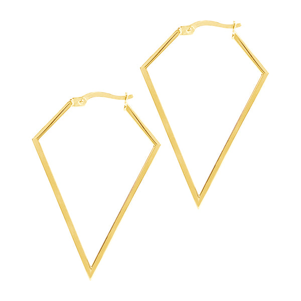 14K Yellow Gold Medium ‘V’ Shaped Hoop Earrings