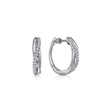 15mm White Sapphire Twisted Huggie Earrings