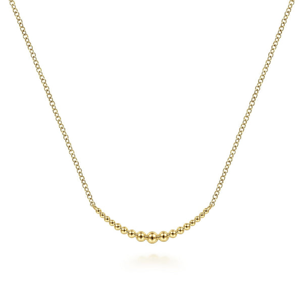 14K Bujukan Beaded Curved Bar Necklace